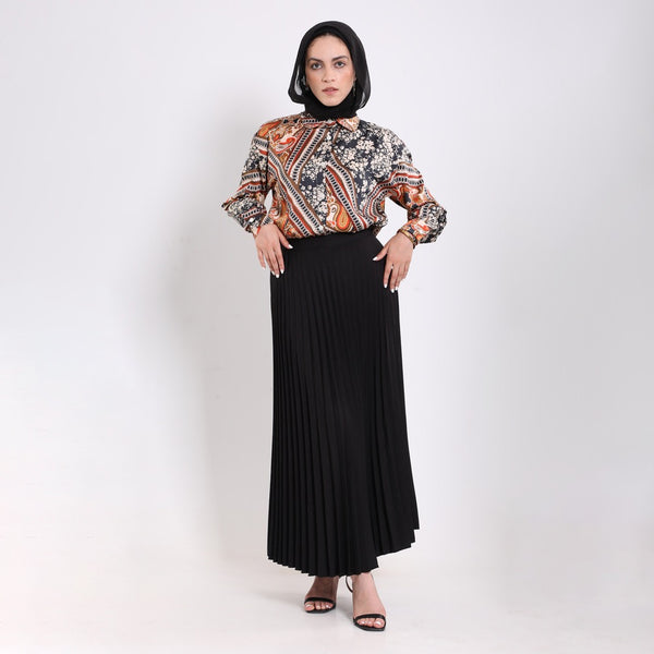 Plated Maxi Crepe Skirt