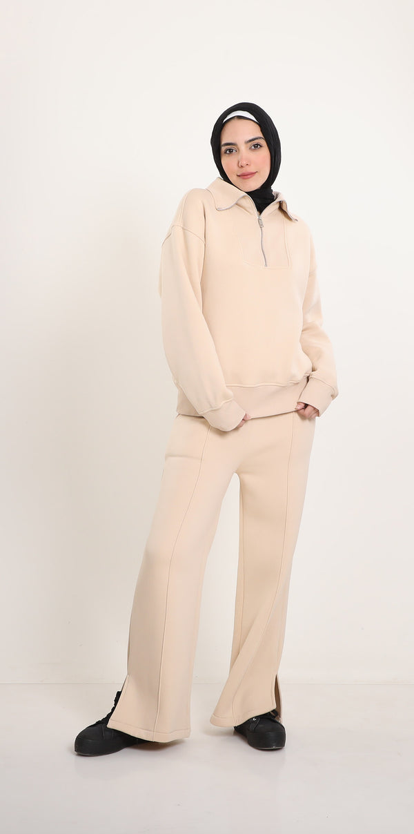 Plain Set Sweatshirt and Wide Pants