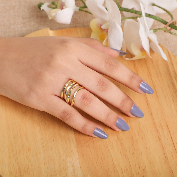 Gold Color Layered Flow Open Ring