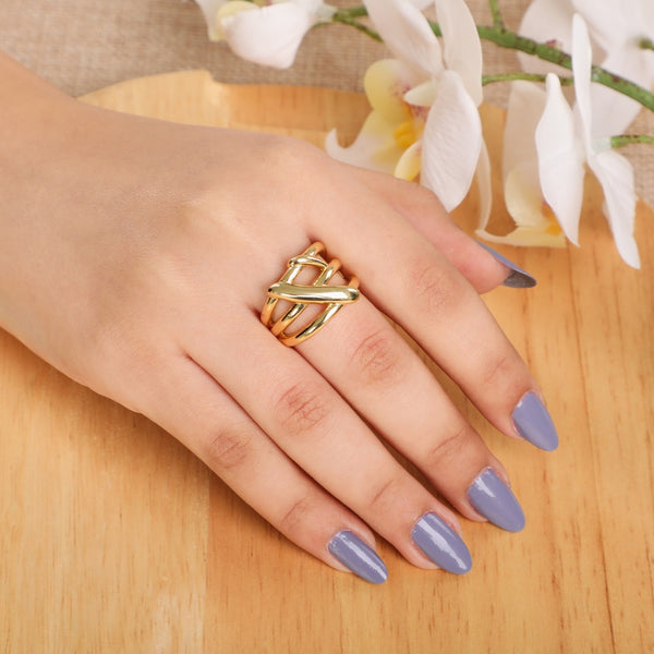 Gold Color Crossover Open Ring