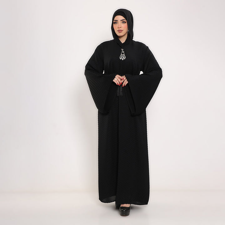 Pleated V-Neck Abaya