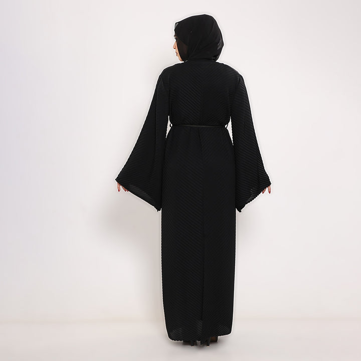 Pleated V-Neck Abaya