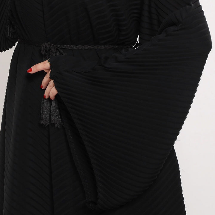 Pleated V-Neck Abaya