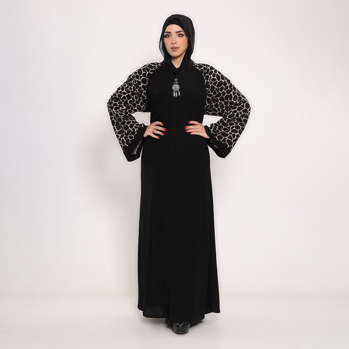 Printed V-Neck Abaya