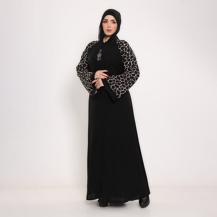 Printed V-Neck Abaya