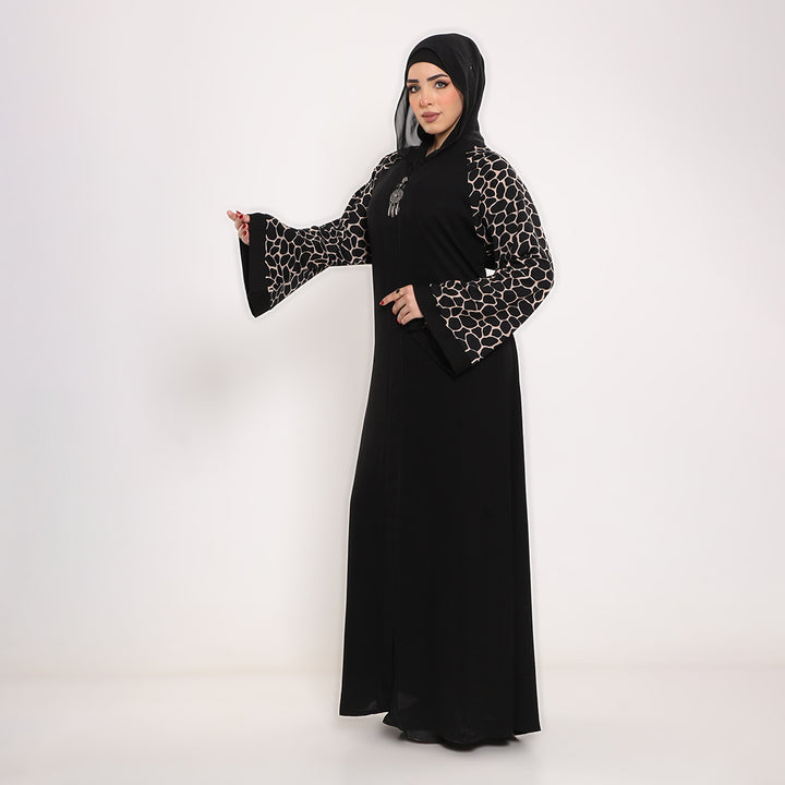 Printed V-Neck Abaya