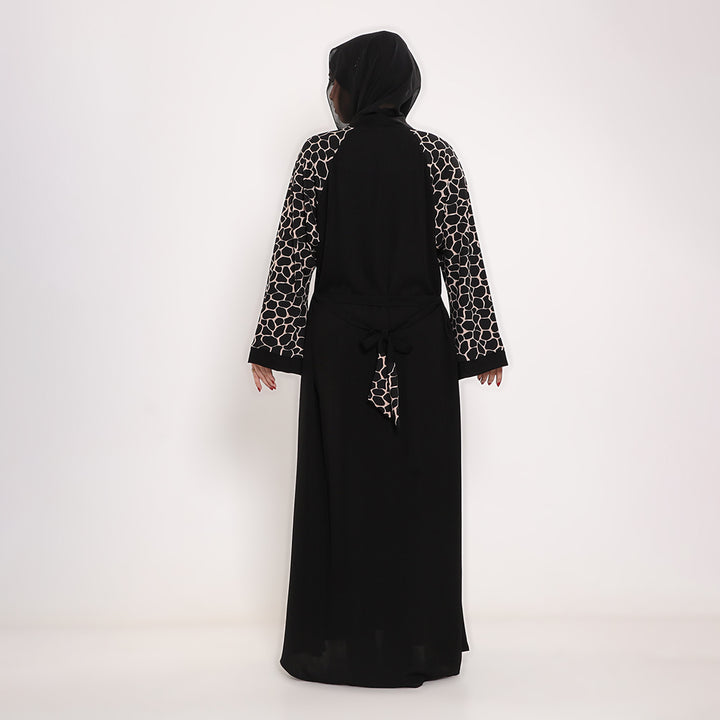 Printed V-Neck Abaya