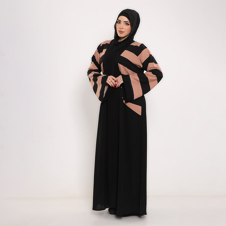 Printed V-Neck Abaya