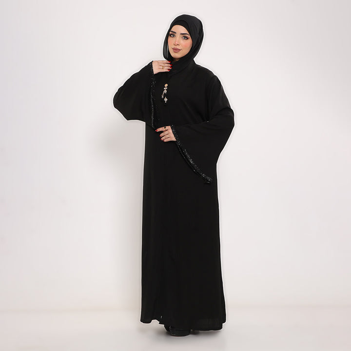 Decorated V-Neck Abaya