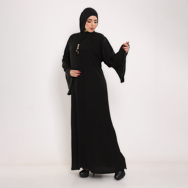 Decorated V-Neck Abaya