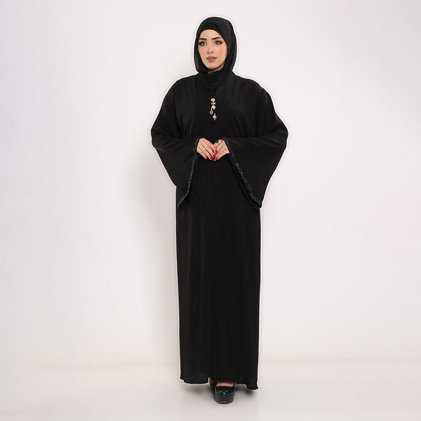 Decorated V-Neck Abaya