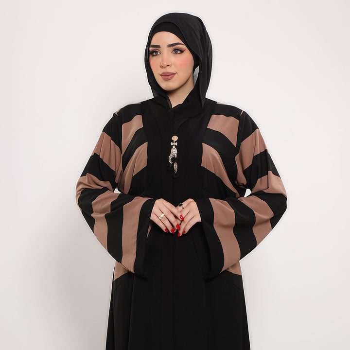 Printed V-Neck Abaya