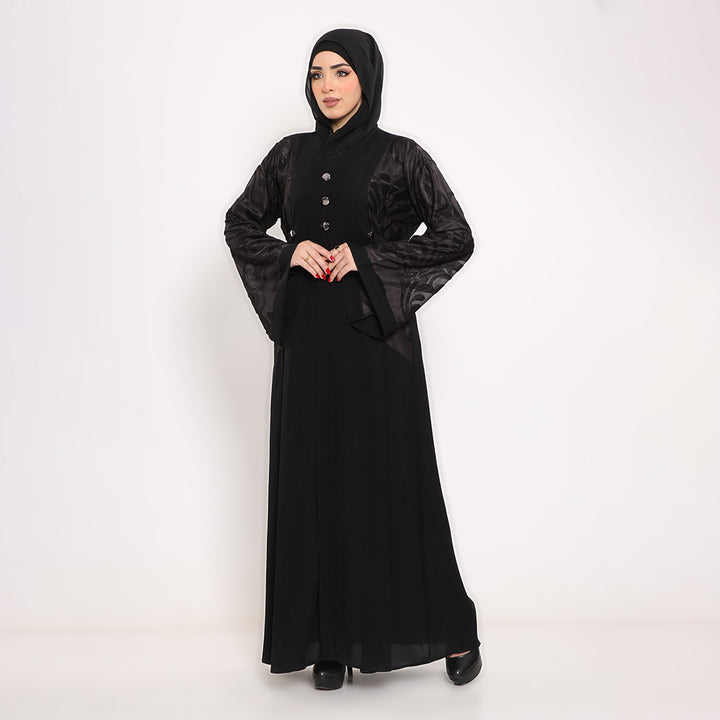 Embroidered V-Neck Abaya