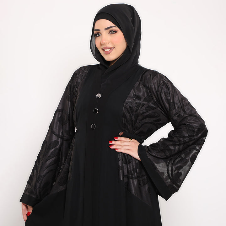 Embroidered V-Neck Abaya