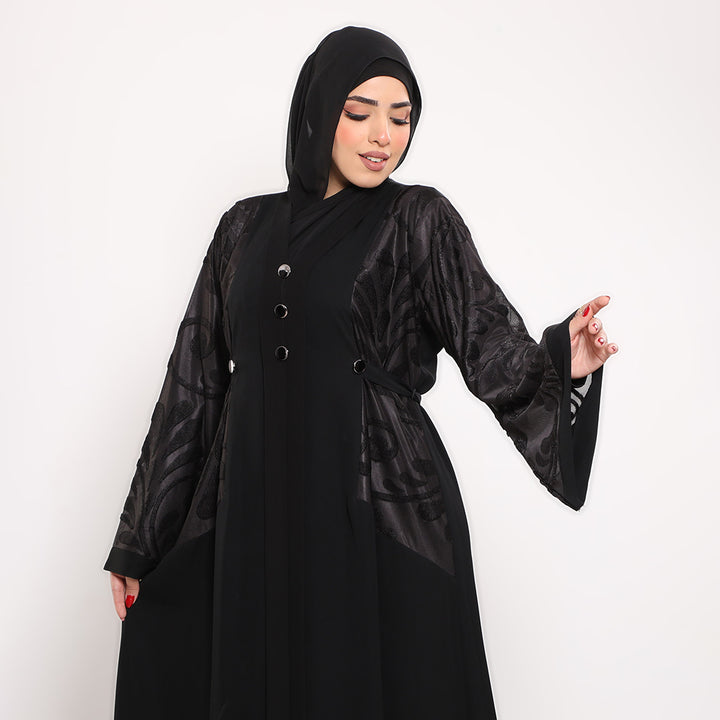 Embroidered V-Neck Abaya