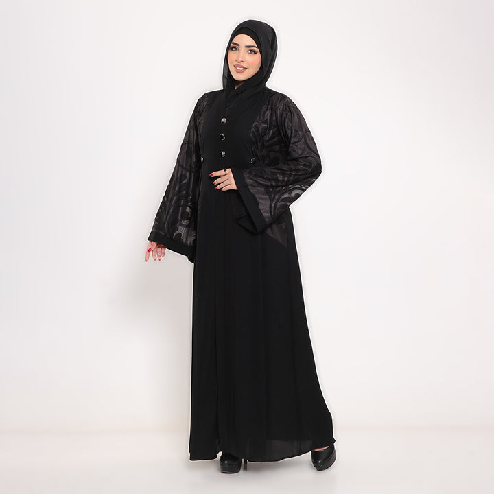 Embroidered V-Neck Abaya