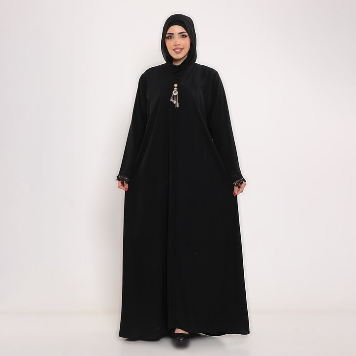 Embroidered V-Neck Abaya