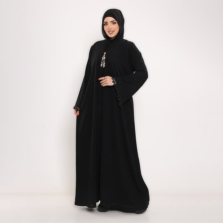 Embroidered V-Neck Abaya