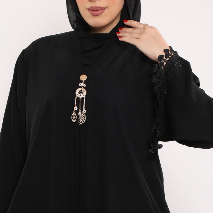 Embroidered V-Neck Abaya