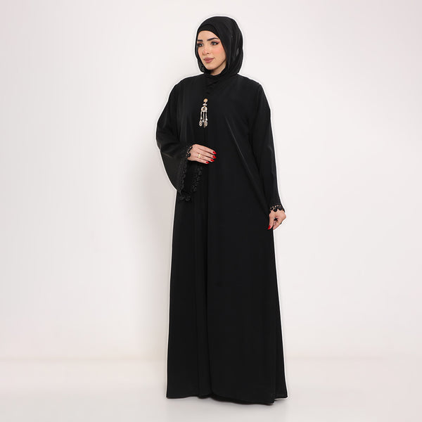 Embroidered V-Neck Abaya