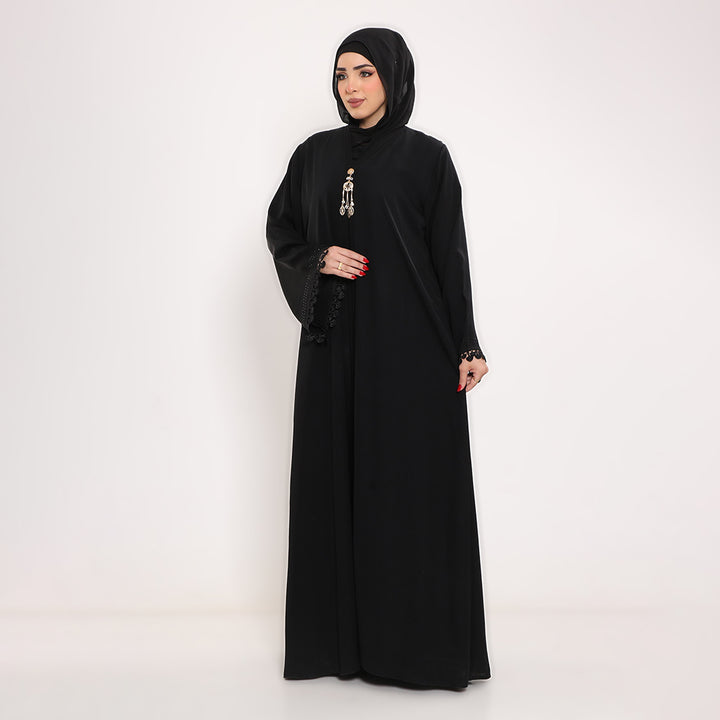 Embroidered V-Neck Abaya