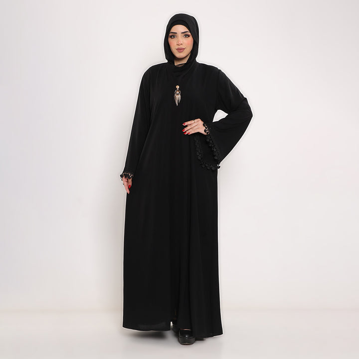 Embroidered V-Neck Abaya