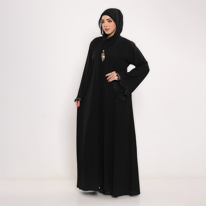 Embroidered V-Neck Abaya