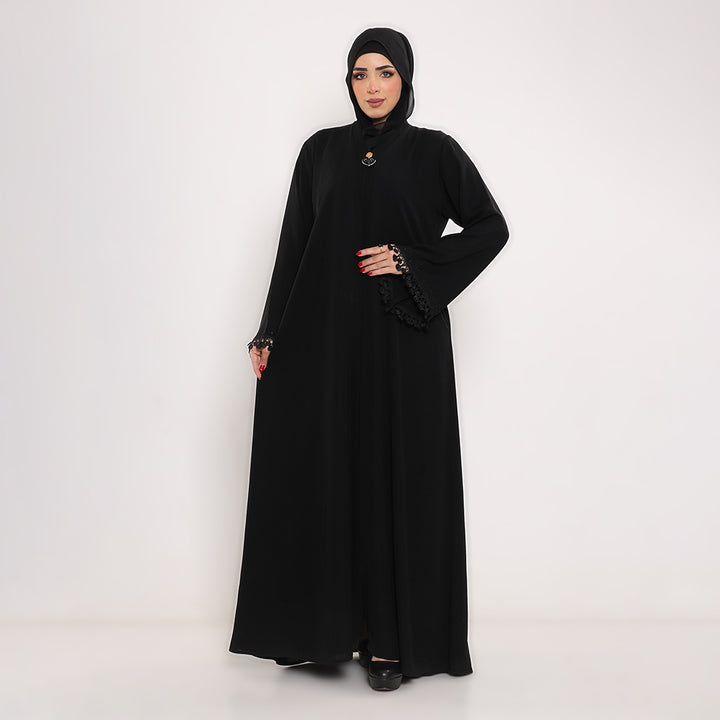 Embroidered V-Neck Abaya