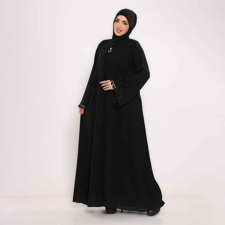 Embroidered V-Neck Abaya