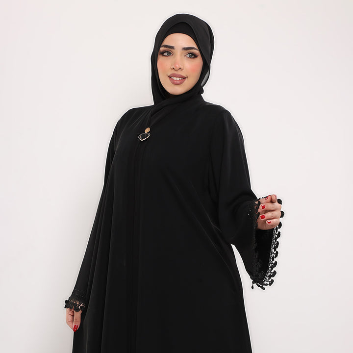 Embroidered V-Neck Abaya