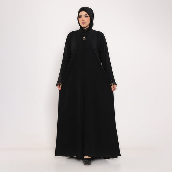 Embroidered V-Neck Abaya