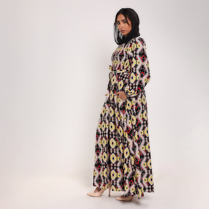 Printed smocked Long Dress