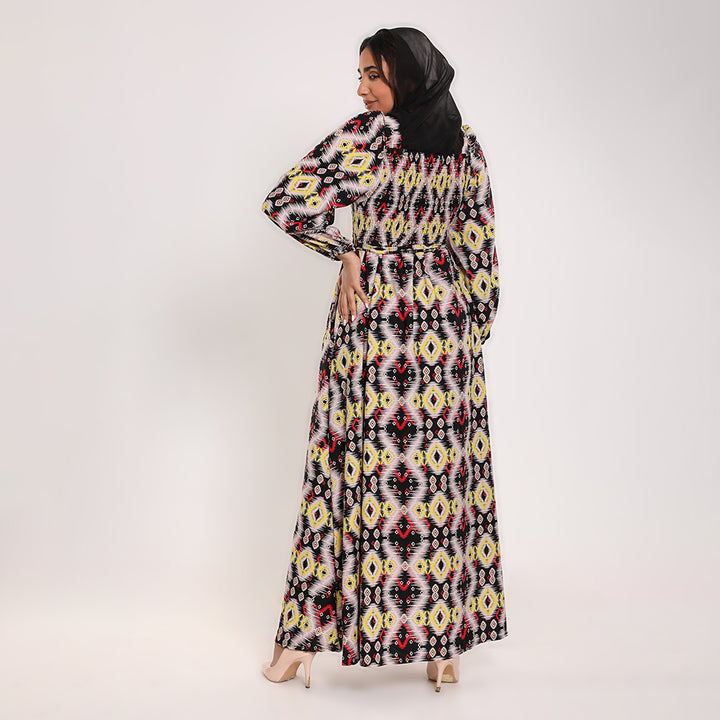 Printed smocked Long Dress