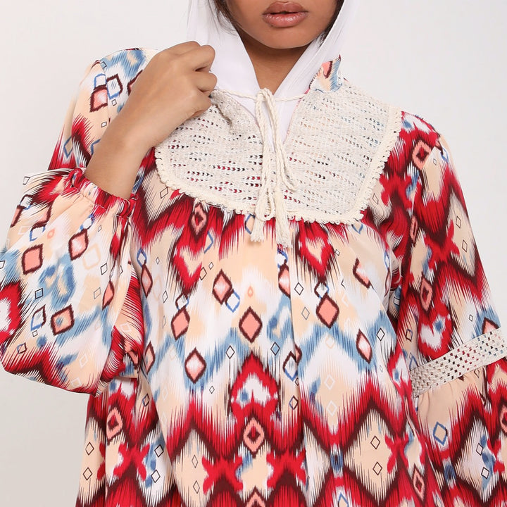 Printed blouse with puffy sleeves