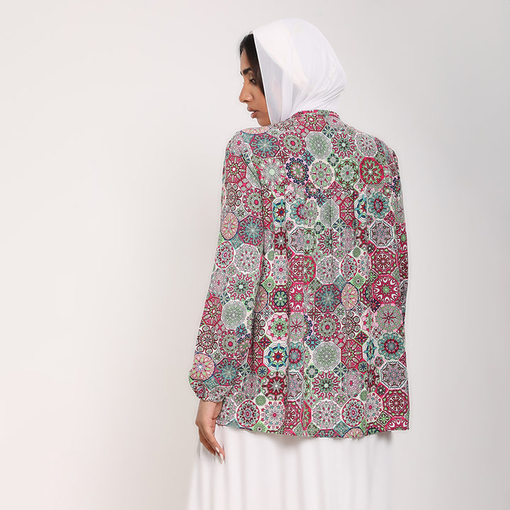 Printed blouse with puffy sleeves