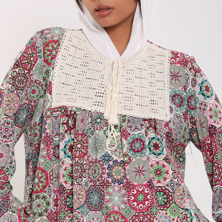 Printed blouse with puffy sleeves