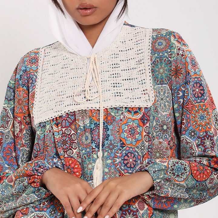 Printed blouse with puffy sleeves