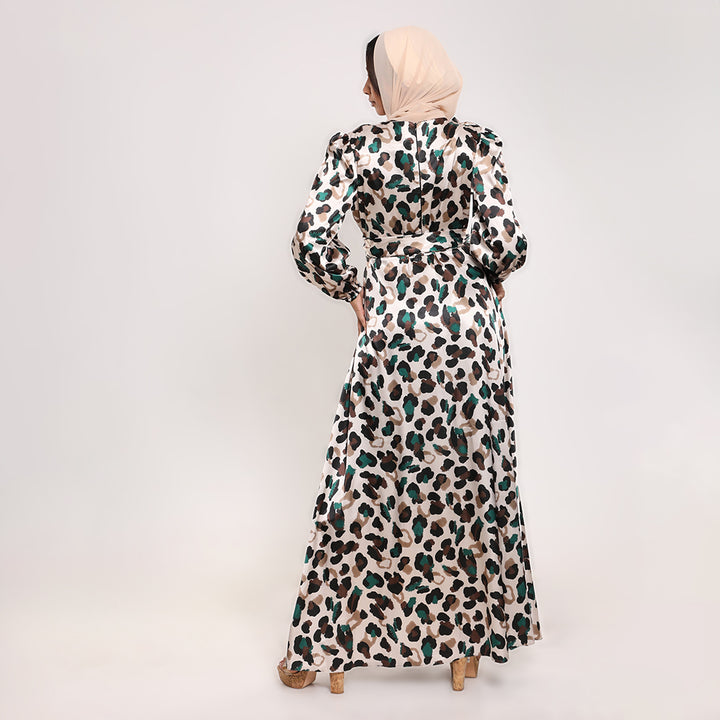 Printed Crossover Long Dress