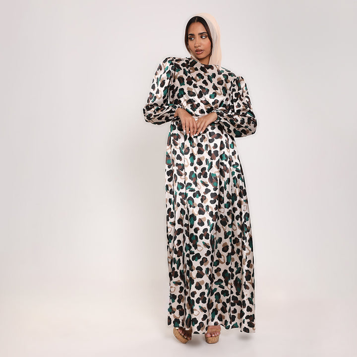 Printed Crossover Long Dress