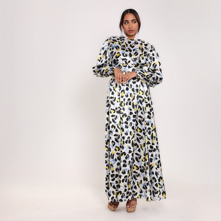 Printed Crossover Long Dress