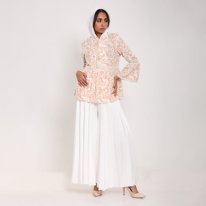 Printed blouse with flared sleeves