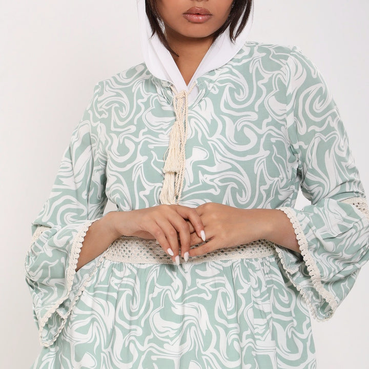 Printed blouse with flared sleeves