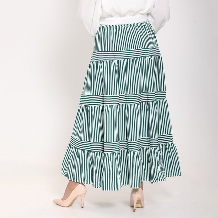 Striped Ruffled Maxi Skirt