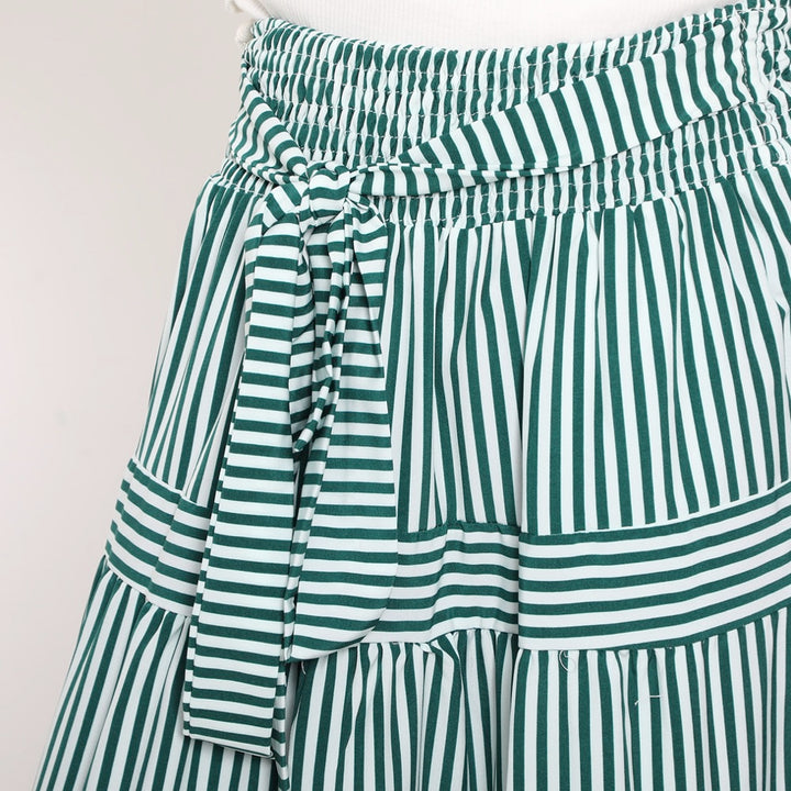 Striped Ruffled Maxi Skirt