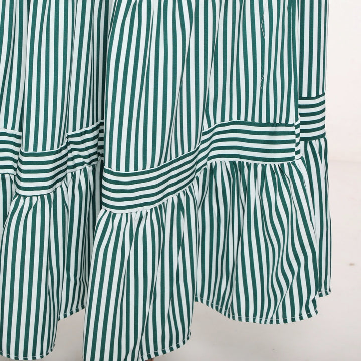 Striped Ruffled Maxi Skirt