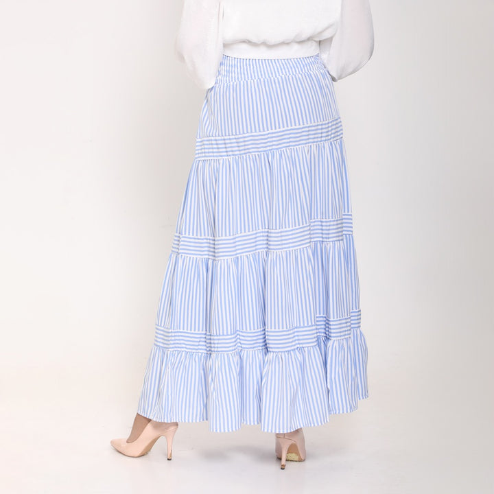 Striped Ruffled Maxi Skirt