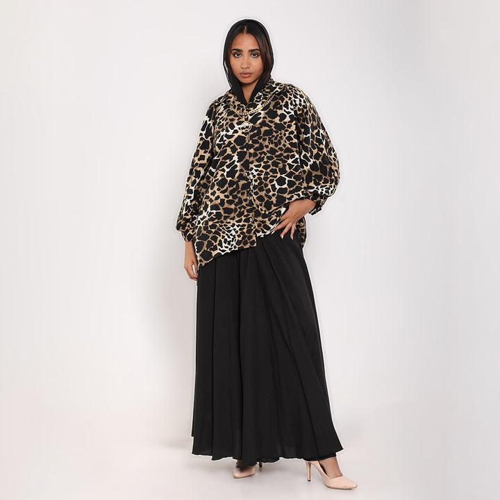 Animal Print Blouse with puffy sleeves