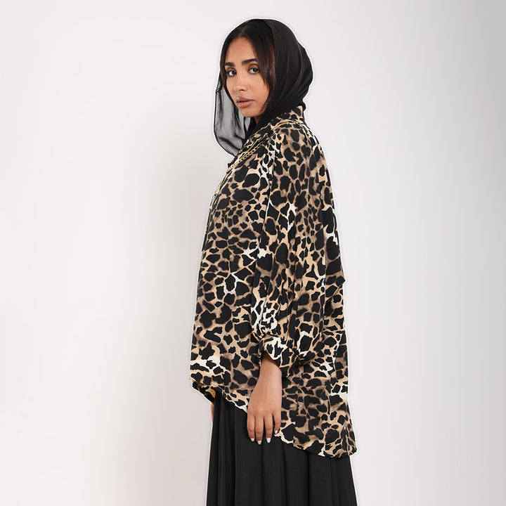 Animal Print Blouse with puffy sleeves