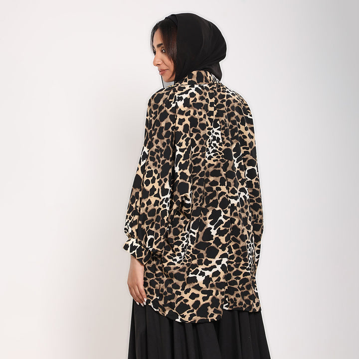 Animal Print Blouse with puffy sleeves