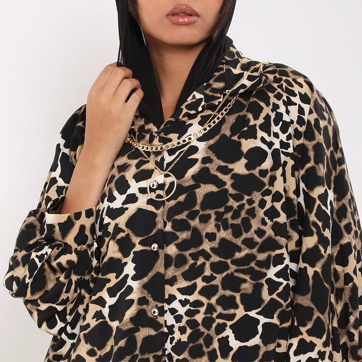 Animal Print Blouse with puffy sleeves